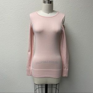 Minnie Rose Cold Shoulder Sweater Pink